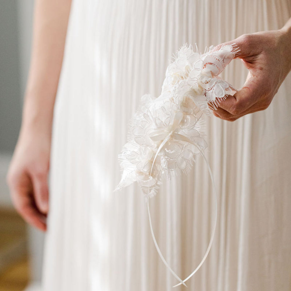 ivory eyelash scallop lace wedding garter heirloom by The Garter Girl