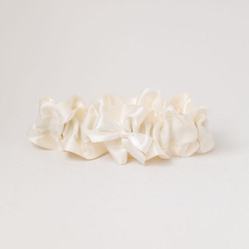 modern ivory luxury wedding garter heirloom handmade by The Garter Girl