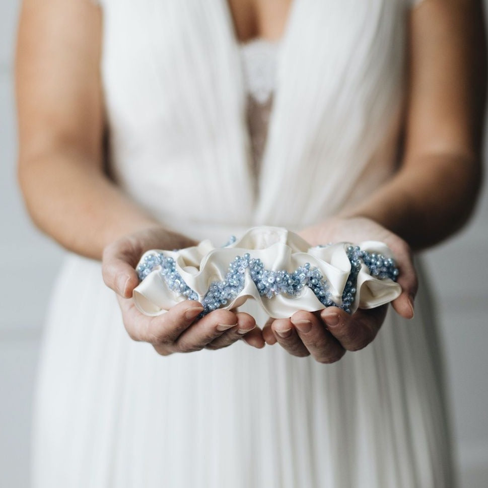 ultimate luxury sparkle wedding garter heirloom handmade by The Garter Girl