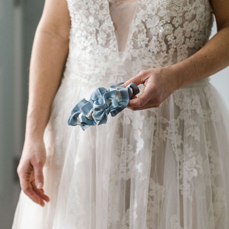 Most Classic Wedding Garter Set | Something Blue Gift For Bride Add Matching Tossing Garter (+$32) / Add Personalized Embroidery (+$76) / Large (24 - Most Classic Wedding Garter Set | Something Blue Gift For Bride Add Matching Tossing Garter (+$32) / Add Personalized Embroidery (+$76) / Large (24 -