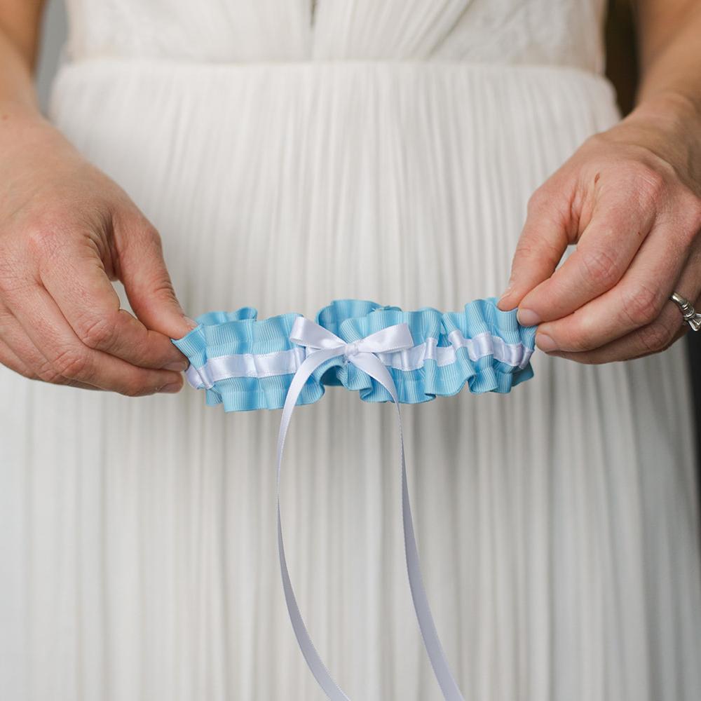 Modern Bridal Garter | White & Blue Garter For Bride Modern Bridal Garter | White & Blue Garter For Bride