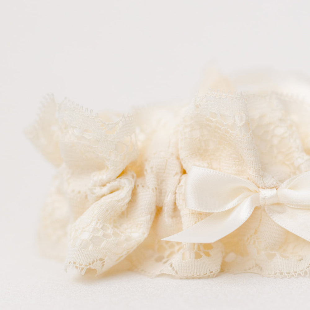 ivory luxury lace bridal garter handmade heirloom by The Garter Girl