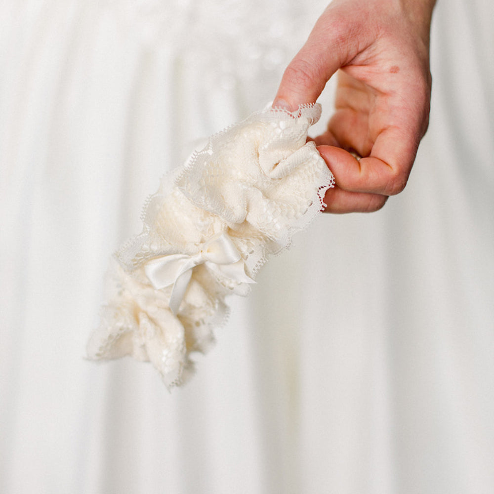 ivory luxury lace bridal garter handmade heirloom by The Garter Girl