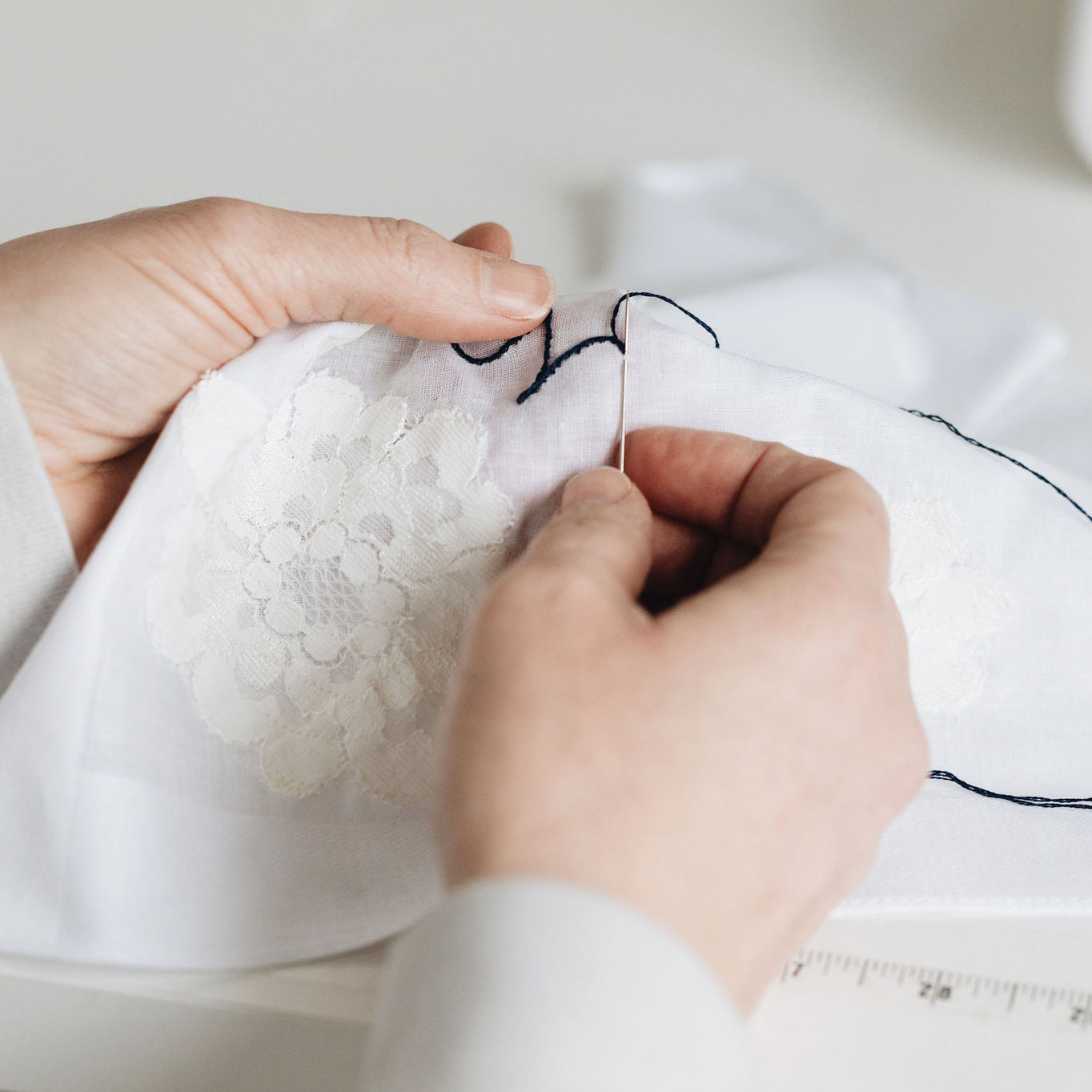 personalized hand embroidered wedding heirloom garter, handkerchief handmade by The Garter Girl