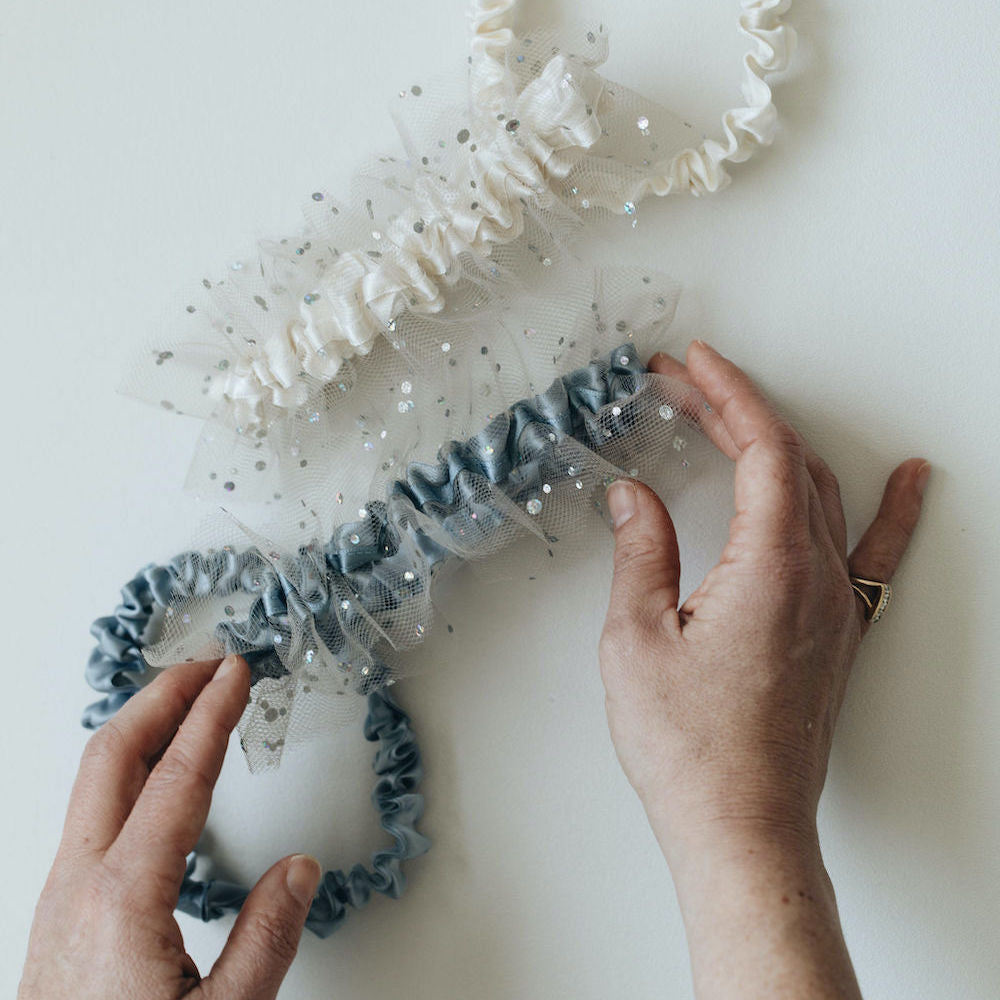 sparkle tulle wedding garter set, elegant bridal accessory, handmade by expert garter designer, The Garter Girl