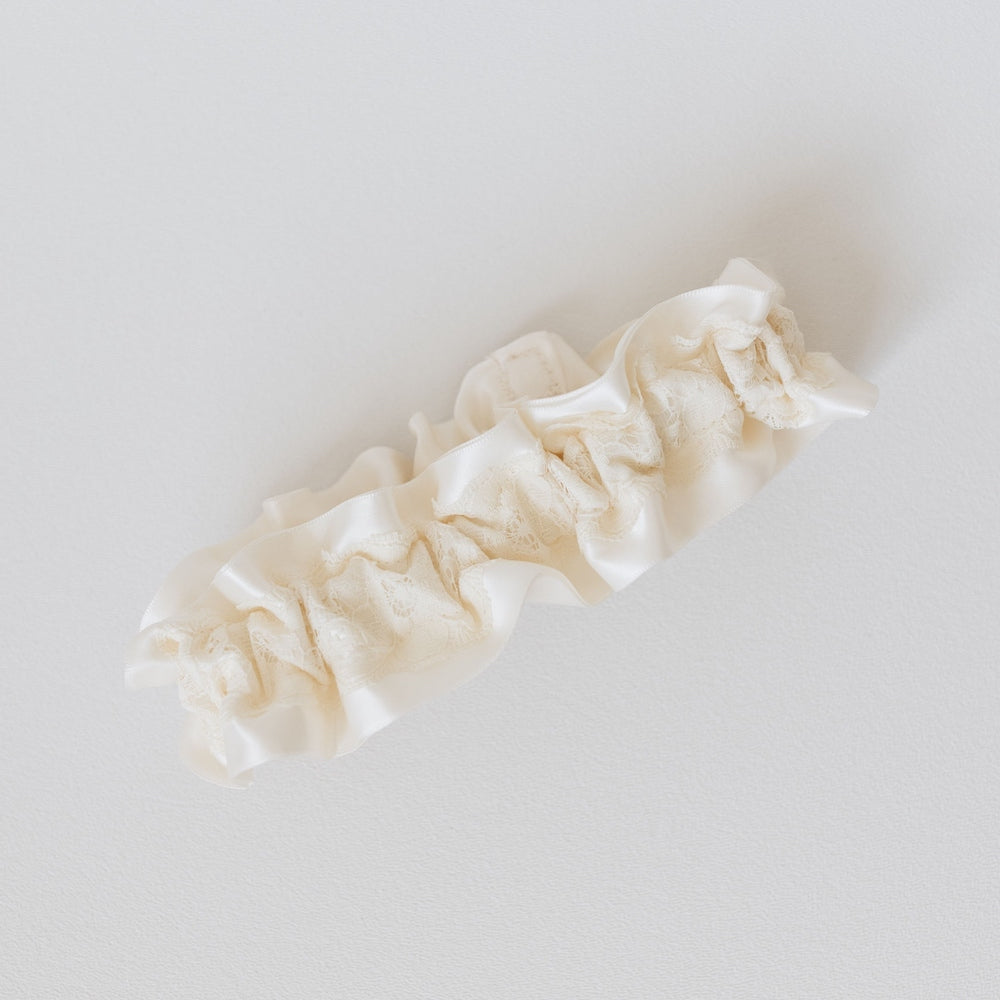 simple lace & satin wedding garter heirloom bridal accessory handmade by expert The Garter Girl