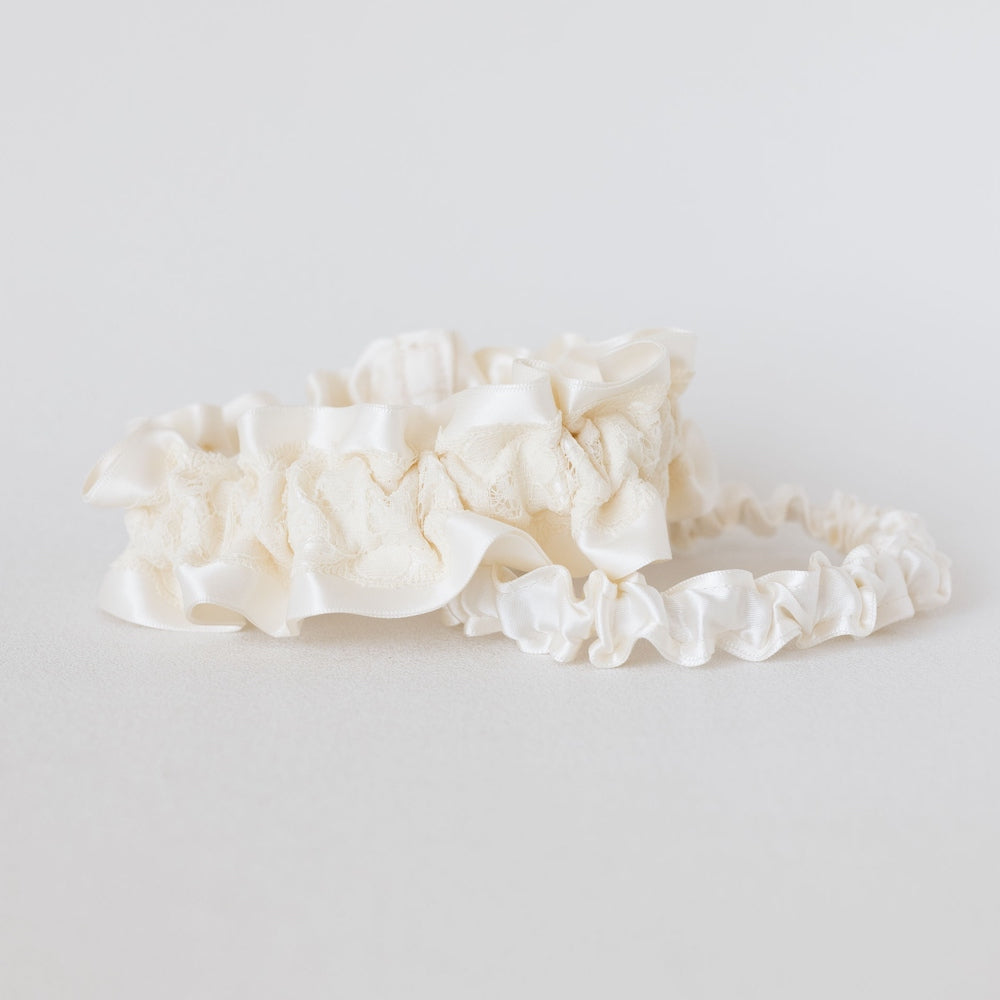 simple lace & satin wedding garter heirloom bridal accessory handmade by expert The Garter Girl