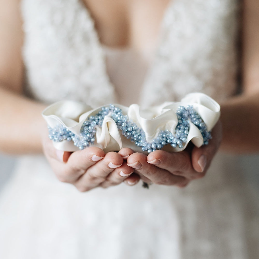 ultimate luxury sparkle wedding garter heirloom handmade by The Garter Girl