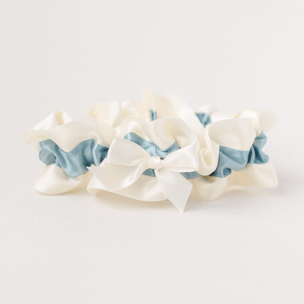Something blue wedding garter handmade with satin by The Garter Girl