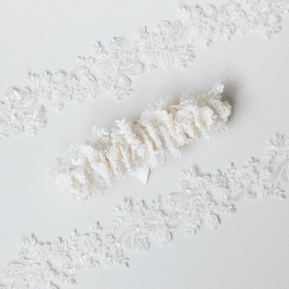 luxurious sparkle beaded crystal wedding garter heirloom handmade by The Garter Girl