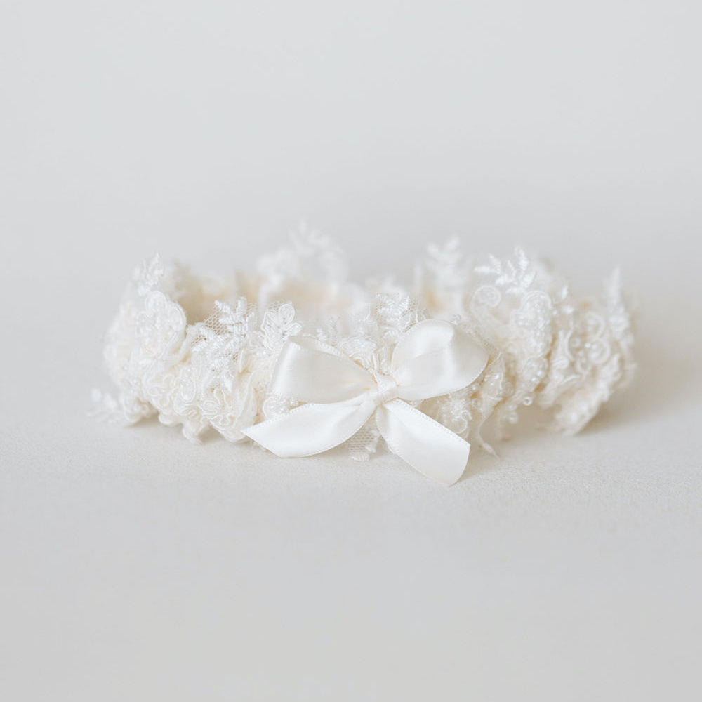 luxurious sparkle beaded crystal wedding garter heirloom handmade by The Garter Girl