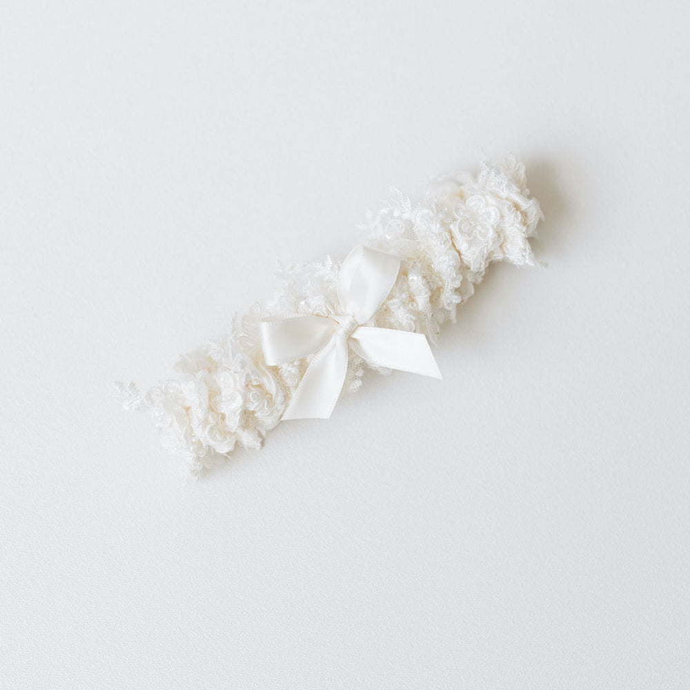 luxurious sparkle beaded crystal wedding garter heirloom handmade by The Garter Girl