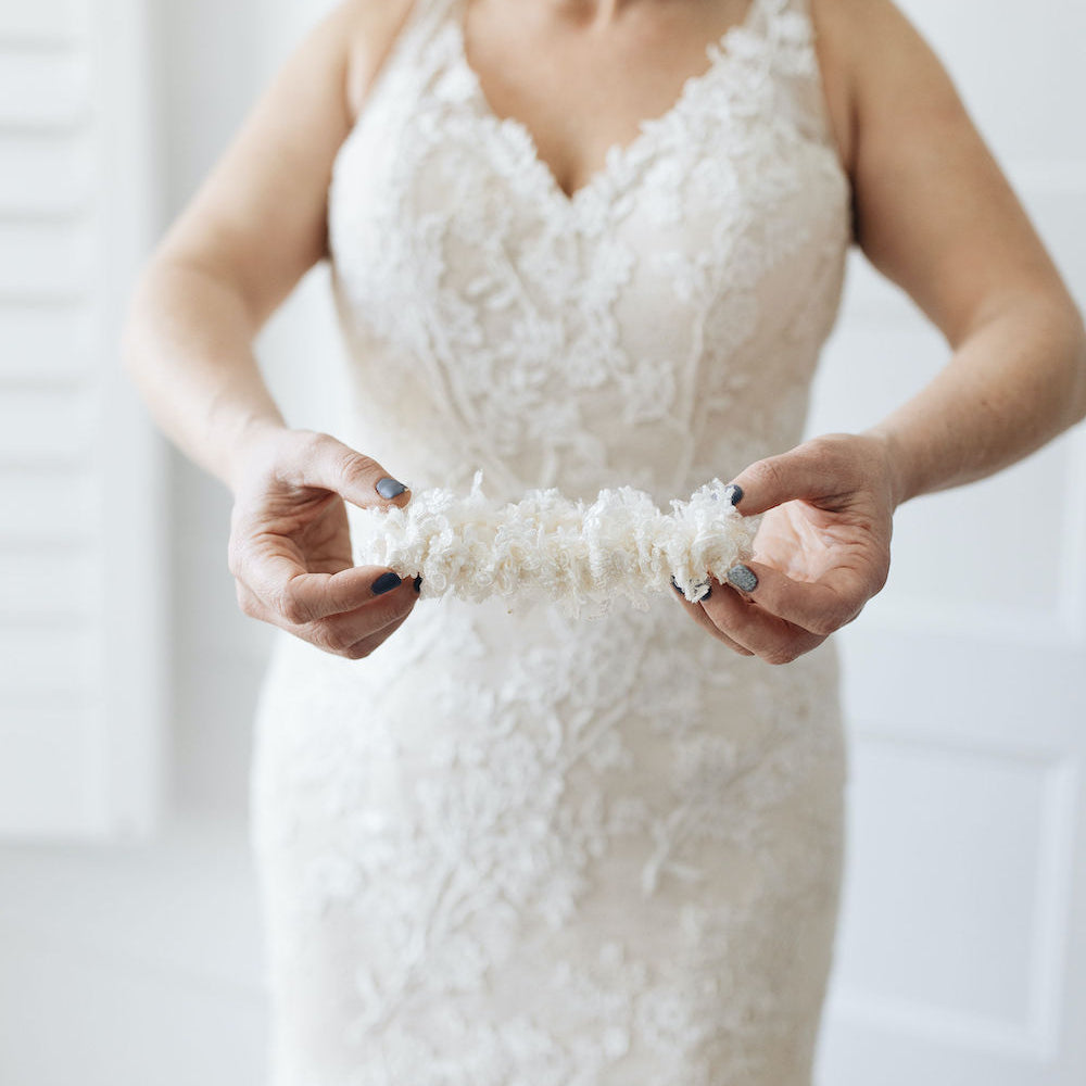 luxurious sparkle beaded crystal wedding garter heirloom handmade by The Garter Girl