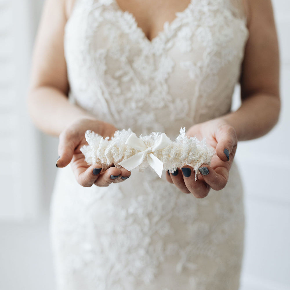 luxurious sparkle beaded crystal wedding garter heirloom handmade by The Garter Girl