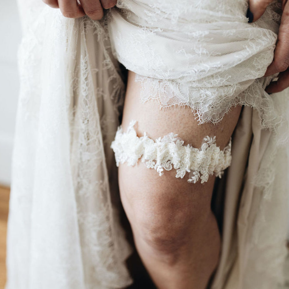 luxurious sparkle beaded crystal wedding garter heirloom handmade by The Garter Girl