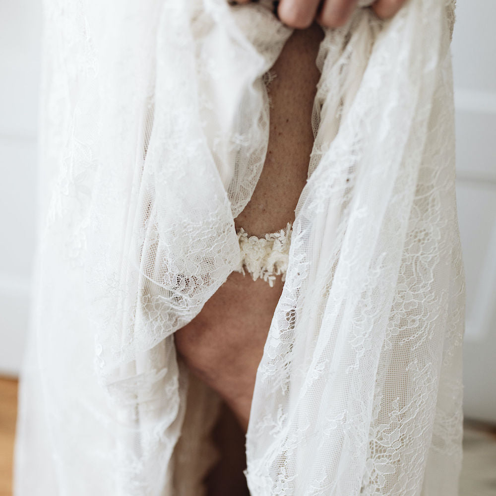 luxurious sparkle beaded crystal wedding garter heirloom handmade by The Garter Girl