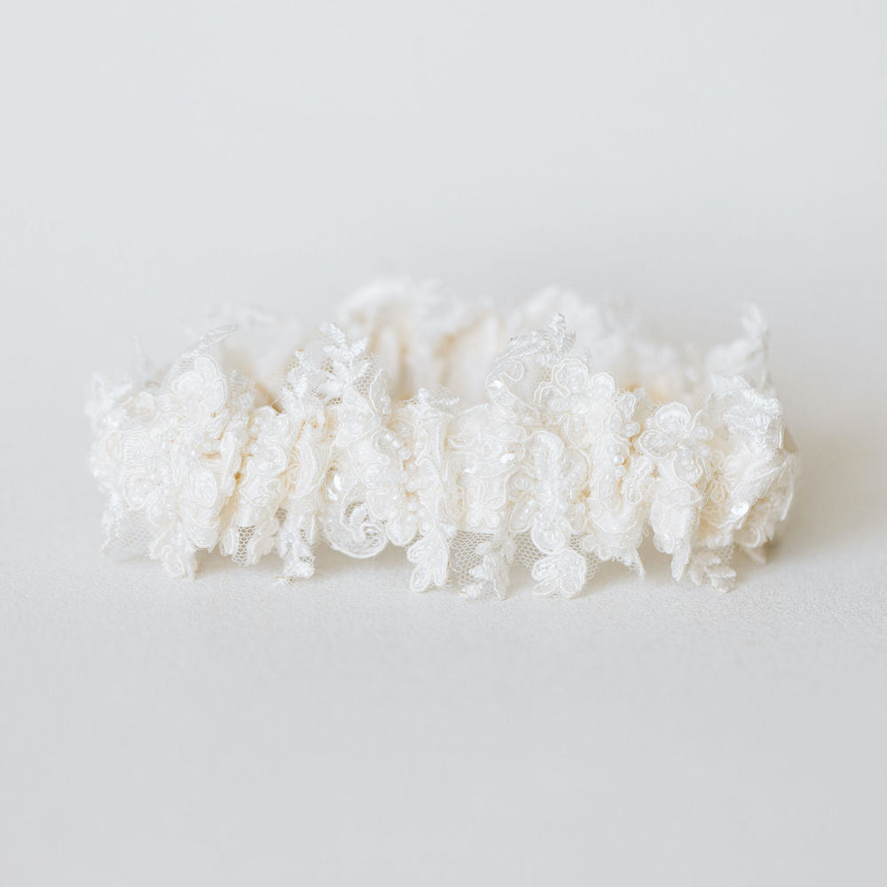 luxurious sparkle beaded crystal wedding garter heirloom handmade by The Garter Girl