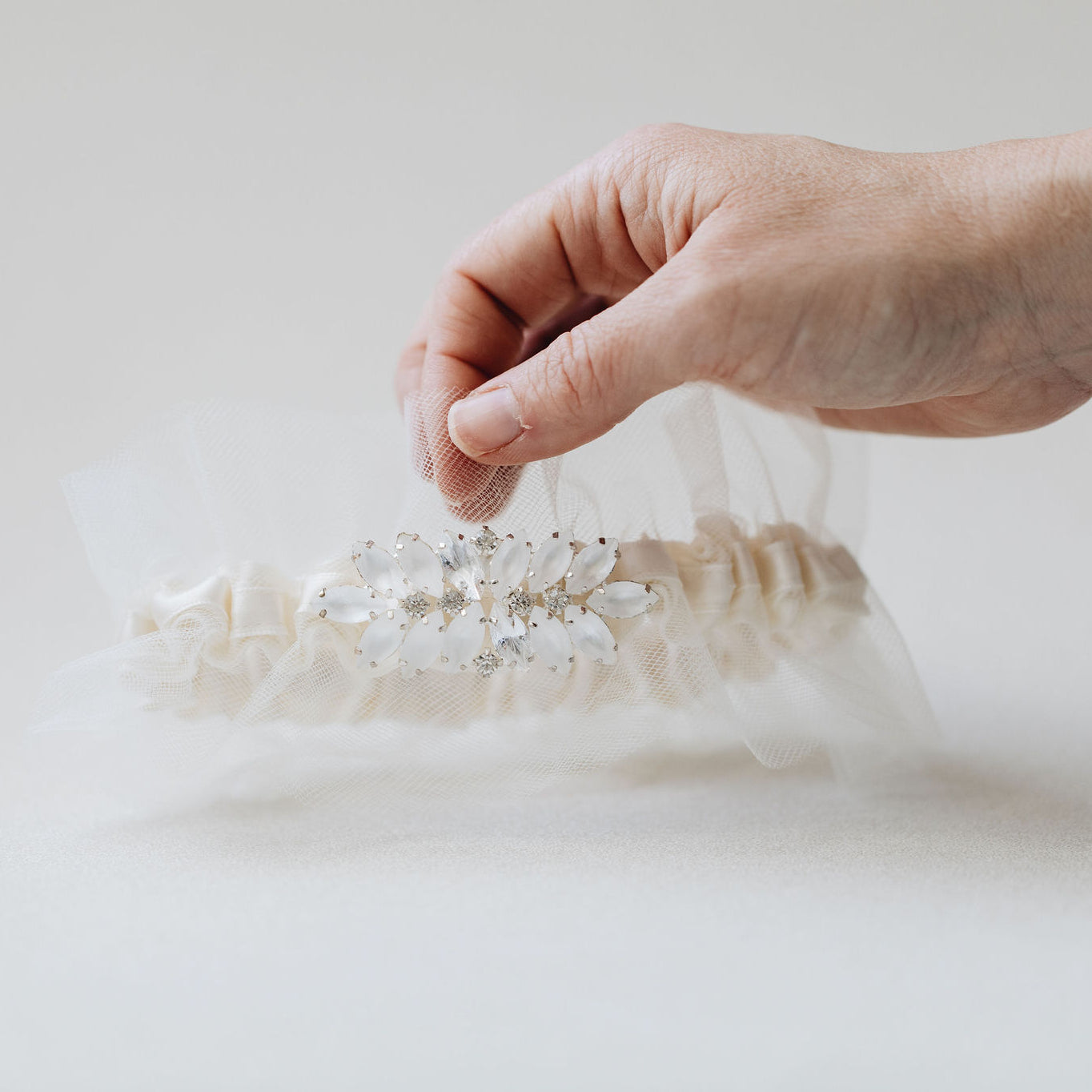 tulle and sparkle wedding garter heirloom handmade by The Garter Girl