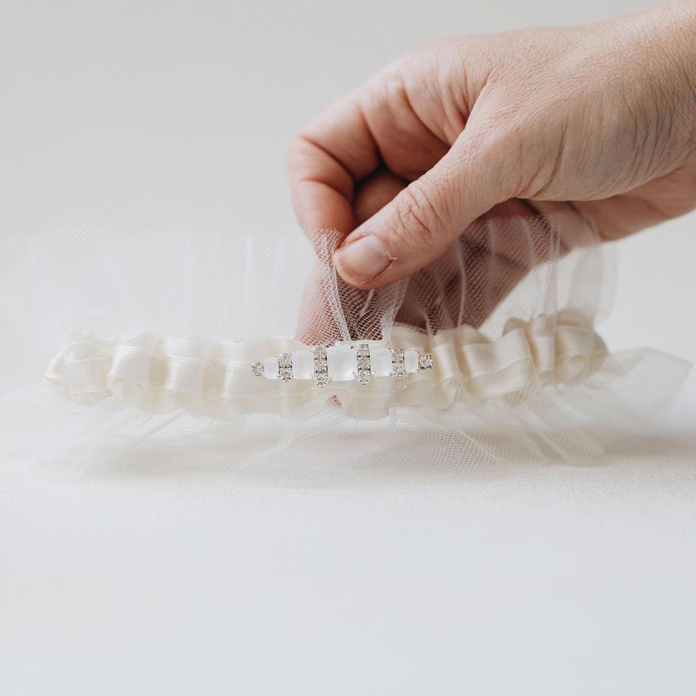 tulle and sparkle wedding garter heirloom handmade by The Garter Girl