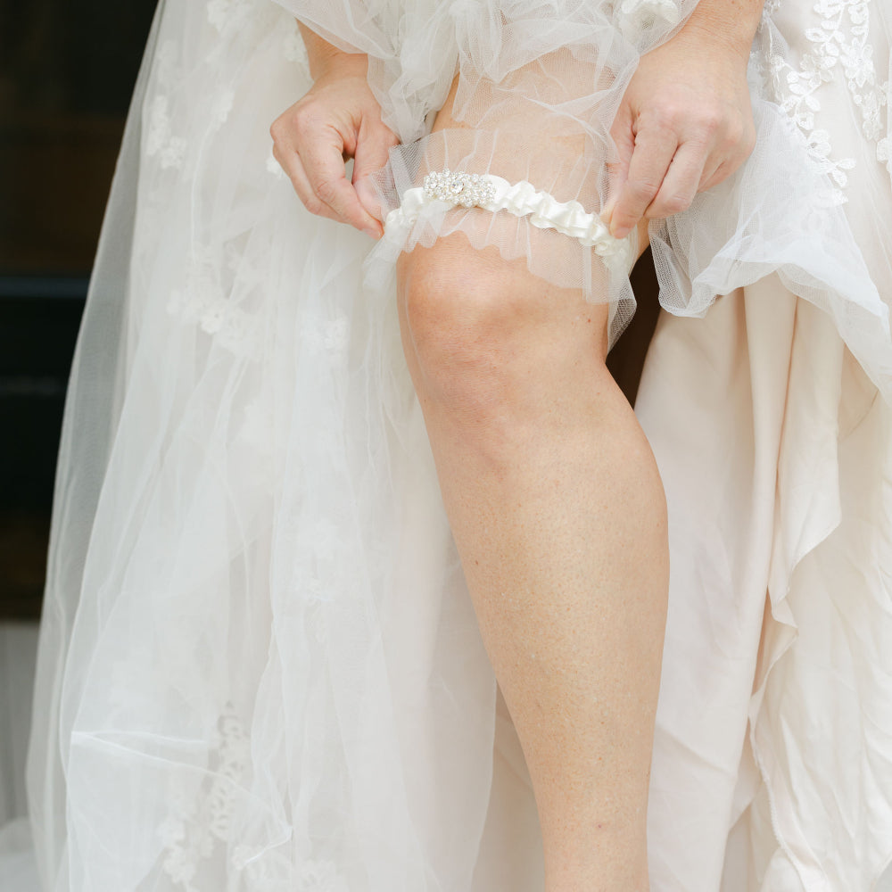 tulle and sparkle wedding garter heirloom handmade by The Garter Girl