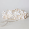 Shop our heirloom velvet wedding garter with ivory tulle and satin.