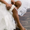 Shop our heirloom velvet wedding garter with ivory tulle and satin handmade by The Garter Girl