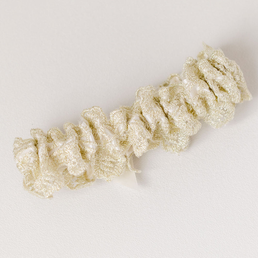 Golden Lace & Ivory Satin Wedding Garter