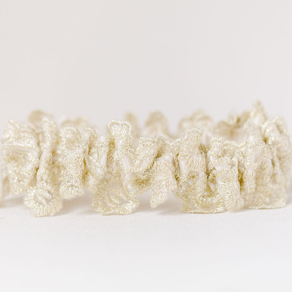Golden Lace & Ivory Satin Wedding Garter