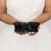 black lace and velvet wedding garter handmade by The Garter Girl