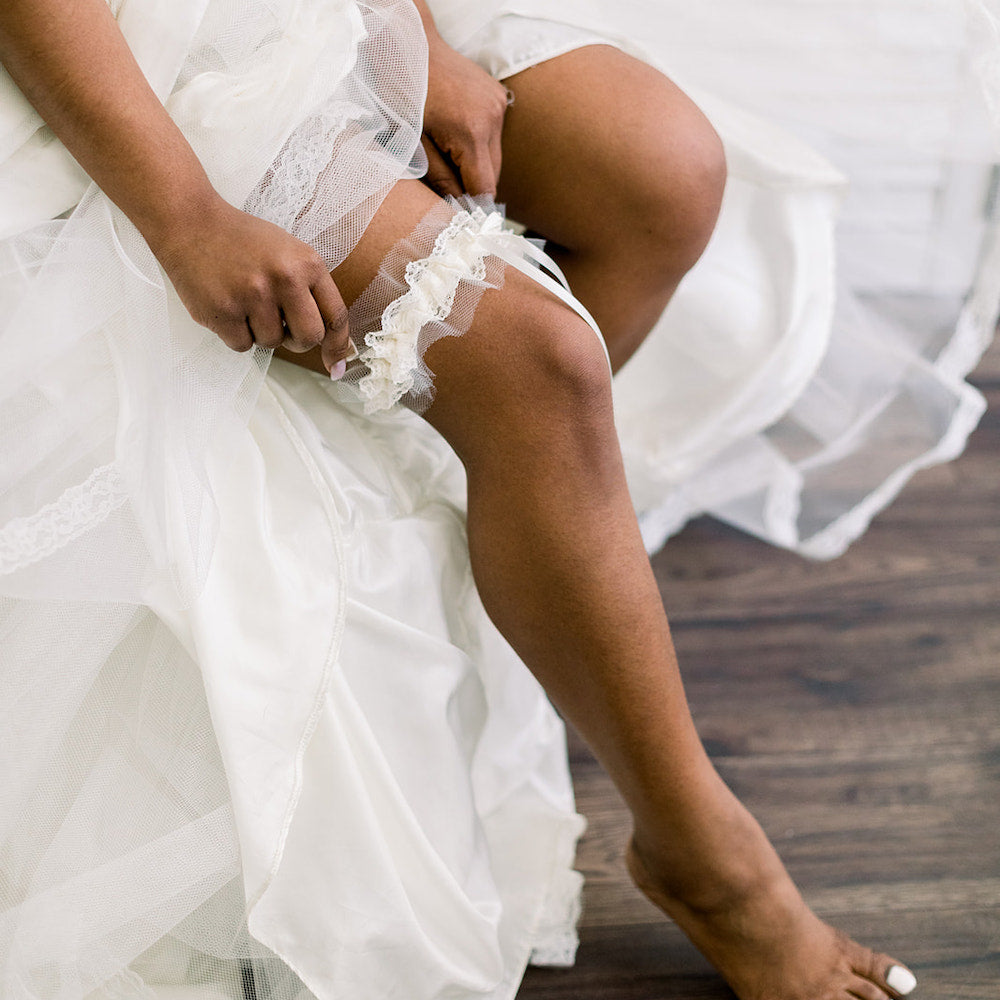 tulle and lace wedding garter handmade by bridal garter designer, The Garter Girl