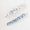designer something blue for bride, dusty blue and ivory lace wedding garter heirloom handmade by The Garter Girl