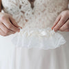 ivory lace and satin wedding garter heirloom handmade by The Garter Girl